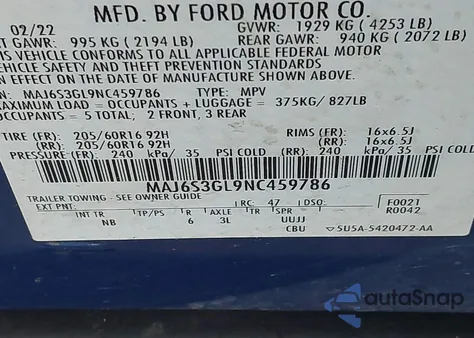 2022 Ford Ecosport Se из США, поврежденный, VIN MAJ6S3GL9NC459786